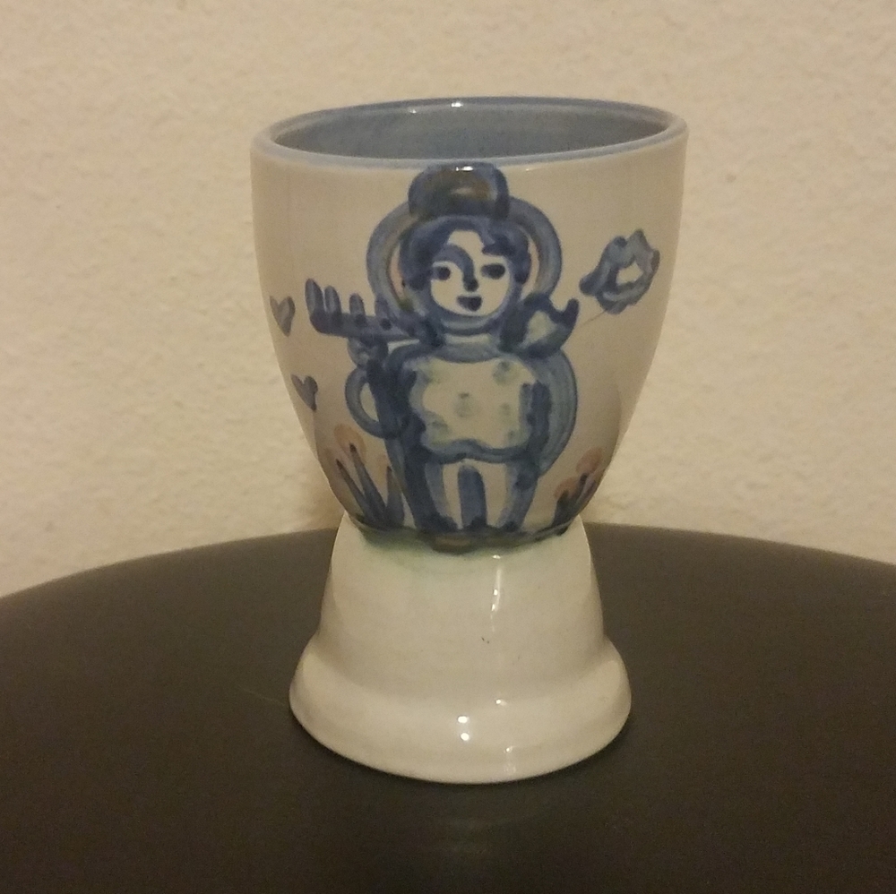 M.A. HADLEY DOUBLE EGG CUP COUNTRY SCENE FARMER ~